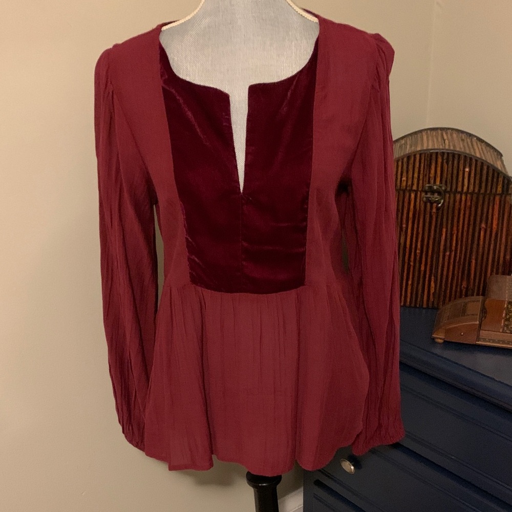 NWOT GAP Blouse with Velvet trim